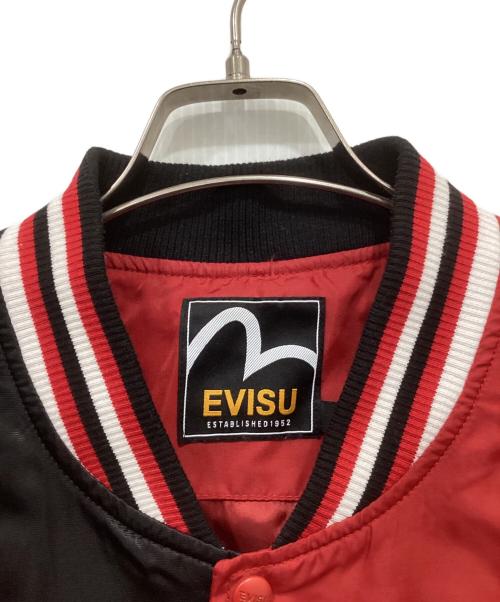 EVISU（エヴィス）EVISU (エヴィス) ナイロンボンバージャケット ブラック×レッド サイズ:2XLの古着・服飾アイテム