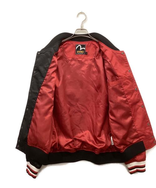 EVISU（エヴィス）EVISU (エヴィス) ナイロンボンバージャケット ブラック×レッド サイズ:2XLの古着・服飾アイテム