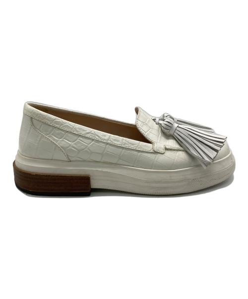 TOD'S（トッズ）TOD'S (トッズ) クロコ型押しタッセルローファー ホワイト サイズ:38の古着・服飾アイテム