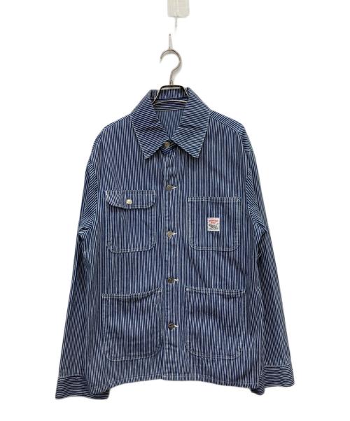 Pointer（ポインター）POINTER (ポインター) ヒッコリーカバーオール インディゴ サイズ:Mの古着・服飾アイテム