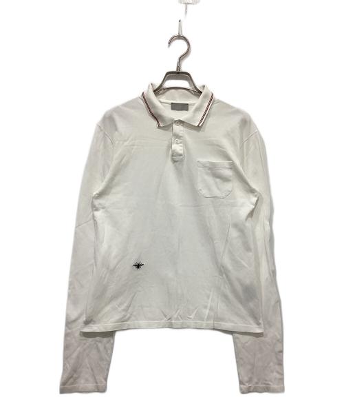 DIOR HOMME（ディオール オム）DIOR HOMME (ディオール オム) BEE刺繍長袖ポロシャツ ホワイト サイズ:Sの古着・服飾アイテム