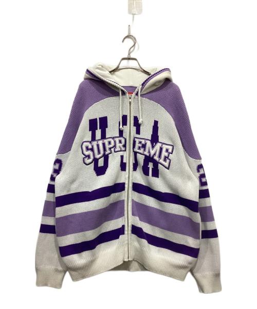 SUPREME（シュプリーム）SUPREME (シュプリーム) USA Zip Up Hooded Sweater ホワイト・ライトパープル サイズ:Mの古着・服飾アイテム