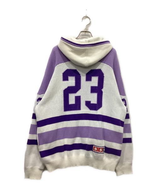 SUPREME（シュプリーム）SUPREME (シュプリーム) USA Zip Up Hooded Sweater ホワイト・ライトパープル サイズ:Mの古着・服飾アイテム