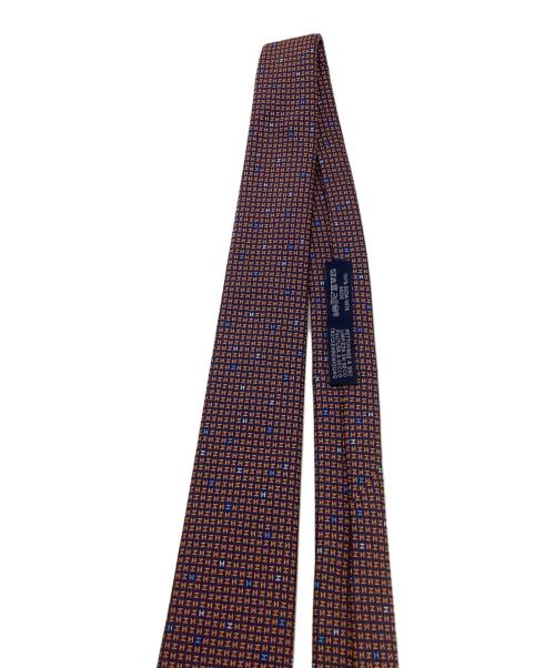HERMES（エルメス）HERMES (エルメス) アーケードHシルクネクタイ オレンジ×ネイビー サイズ:下記参照の古着・服飾アイテム