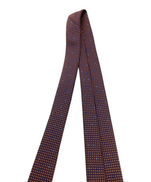 HERMES（エルメス）HERMES (エルメス) アーケードHシルクネクタイ オレンジ×ネイビー サイズ:下記参照の古着・服飾アイテム