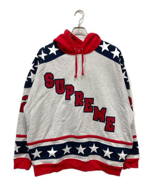 SUPREME（シュプリーム）SUPREME (シュプリーム) Hockey Hooded Sweatshirt グレー×レッド サイズ:Lの古着・服飾アイテム