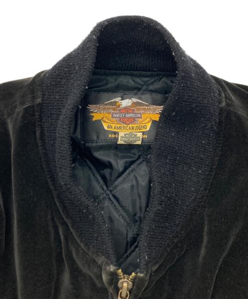 HARLEY-DAVIDSON（ハーレーダビッドソン）HARLEY-DAVIDSON (ハーレーダビッドソン) 刺繍ベロアスカジャン ブラック サイズ:Lの古着・服飾アイテム