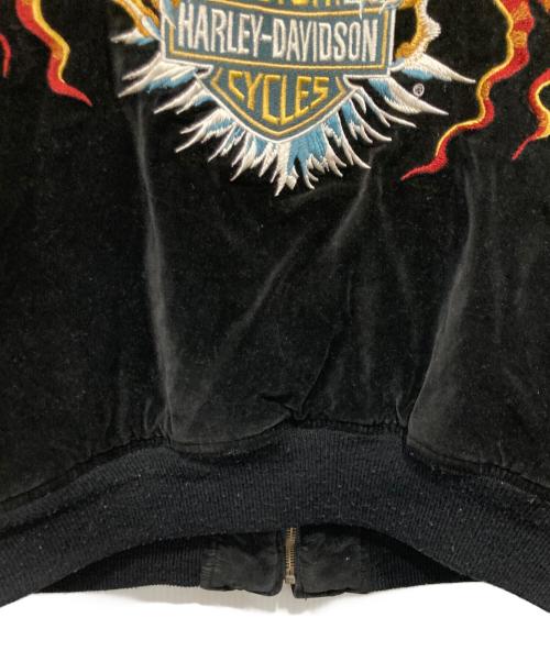 HARLEY-DAVIDSON（ハーレーダビッドソン）HARLEY-DAVIDSON (ハーレーダビッドソン) 刺繍ベロアスカジャン ブラック サイズ:Lの古着・服飾アイテム