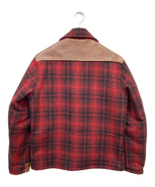 STYLE EYES（スタイルアイズ）STYLE EYES (スタイルアイズ) ホースレザー切替ウールジャケット レッド サイズ:36の古着・服飾アイテム