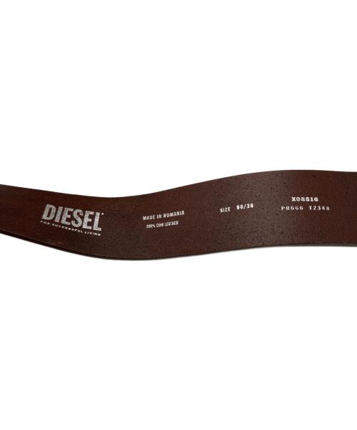 DIESEL（ディーゼル）DIESEL (ディーゼル) Dバックルレザーベルト ブラウンの古着・服飾アイテム