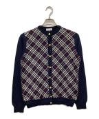 Burberry'sバーバリーズ）の古着「ウールカシミヤチェック柄カーディガン」｜ネイビー