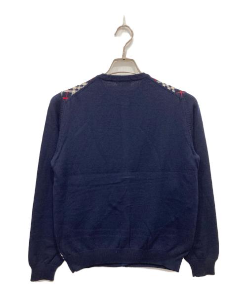Burberry's（バーバリーズ）Burberry's (バーバリーズ) ウールカシミヤチェック柄カーディガン ネイビー サイズ:Mの古着・服飾アイテム