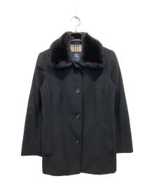 BURBERRY LONDON（バーバリーロンドン）の古着「ラビットファー付きアンゴラウールコート」｜ブラック