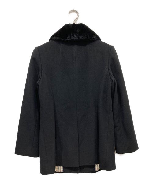 BURBERRY LONDON（バーバリーロンドン）BURBERRY LONDON (バーバリーロンドン) ラビットファー付きアンゴラウールコート ブラック サイズ:38の古着・服飾アイテム