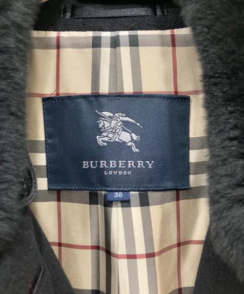 BURBERRY LONDON（バーバリーロンドン）BURBERRY LONDON (バーバリーロンドン) ラビットファー付きアンゴラウールコート ブラック サイズ:38の古着・服飾アイテム