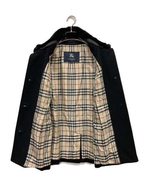 BURBERRY LONDON（バーバリーロンドン）BURBERRY LONDON (バーバリーロンドン) ラビットファー付きアンゴラウールコート ブラック サイズ:38の古着・服飾アイテム