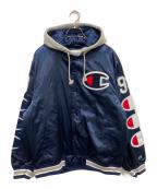 SUPREME×Championシュプリーム×チャンピオン）の古着「Hooded Satin Varsity Jacket」｜ネイビー