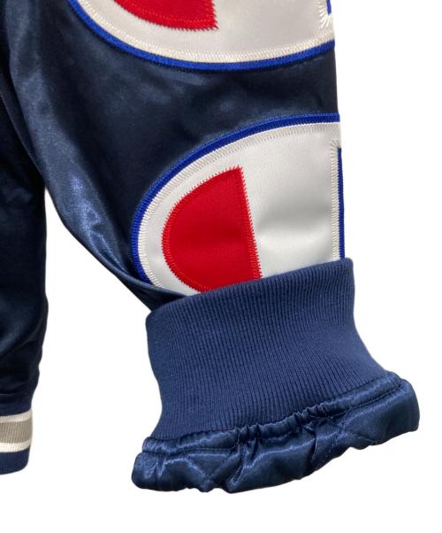 SUPREME（シュプリーム）Supreme (シュプリーム) Champion (チャンピオン) Hooded Satin Varsity Jacket ネイビー サイズ:Mの古着・服飾アイテム