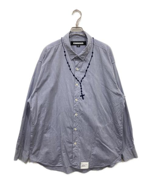 NEIGHBORHOOD（ネイバーフッド）NEIGHBORHOOD (ネイバーフッド) クロス エンブロイダリー シャツ ブルー サイズ:Lの古着・服飾アイテム