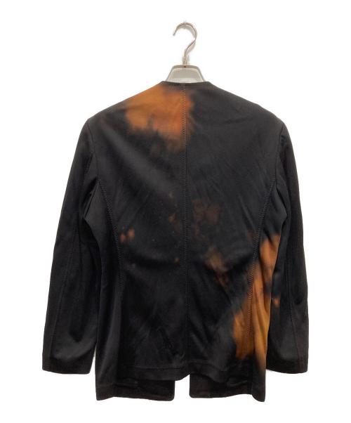 ISSEY MIYAKE MEN（イッセイミヤケメン）ISSEY MIYAKE MEN (イッセイミヤケメン) 脱色加工ノーカラージャケット ブラック×ブラウン サイズ:Sの古着・服飾アイテム