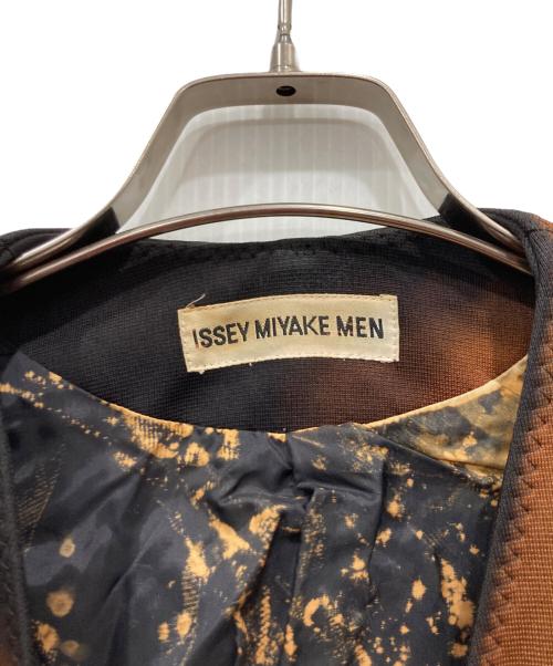 ISSEY MIYAKE MEN（イッセイミヤケメン）ISSEY MIYAKE MEN (イッセイミヤケメン) 脱色加工ノーカラージャケット ブラック×ブラウン サイズ:Sの古着・服飾アイテム