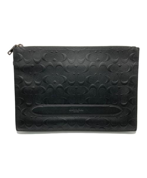 COACH（コーチ）COACH (コーチ) シグネチャーエンボスドクラッチバッグ ブラックの古着・服飾アイテム