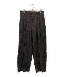 STUDIO NICHOLSON（スタジオ ニコルソン）の古着「LINE DOUBLE PLEAT VOLUME PANT」｜ブラウン