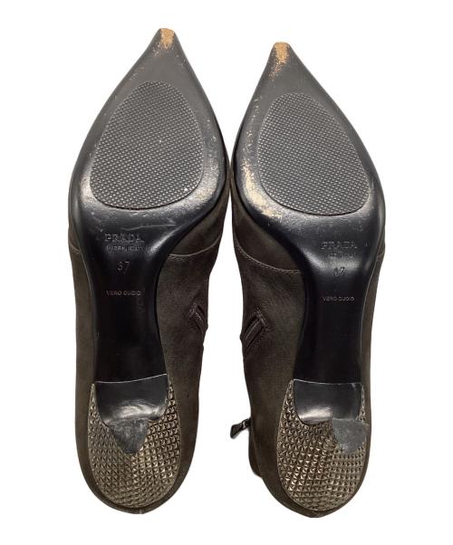 PRADA（プラダ）PRADA (プラダ) ポインテッドリボンショートブーツ ブラウン サイズ:37の古着・服飾アイテム