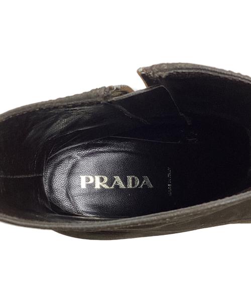 PRADA（プラダ）PRADA (プラダ) ポインテッドリボンショートブーツ ブラウン サイズ:37の古着・服飾アイテム