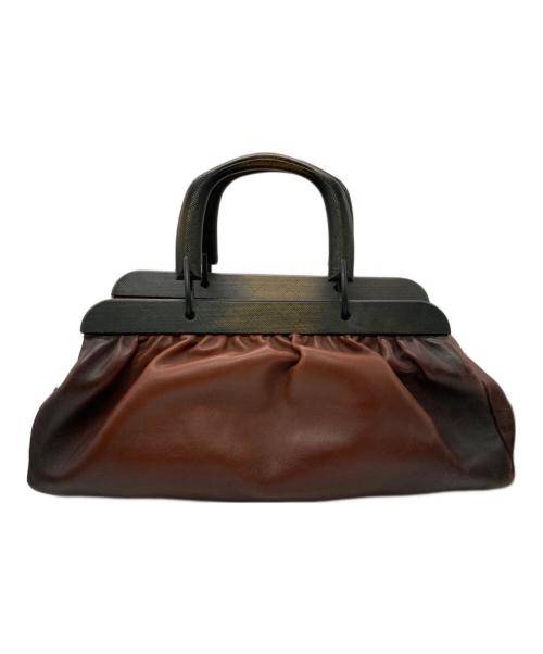 GUCCI（グッチ）GUCCI (グッチ) ウッドハンドル ハンドバッグ ブラウン・ダークブラウンの古着・服飾アイテム