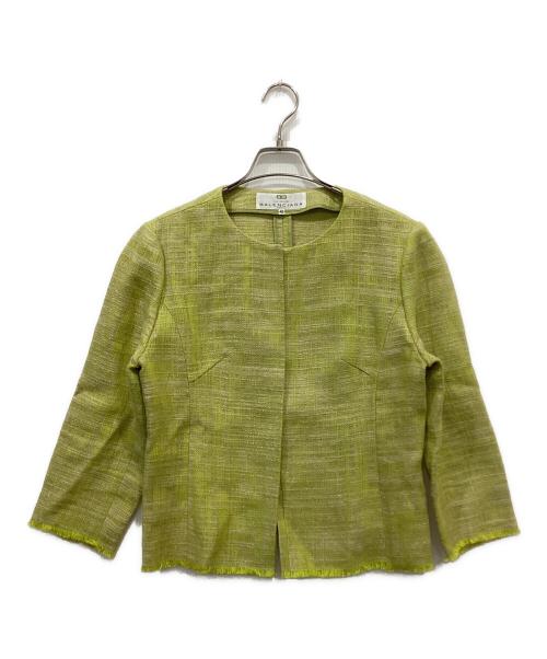 BALENCIAGA（バレンシアガ）BALENCIAGA (バレンシアガ) リネンノーカラージャケット イエロー サイズ:40の古着・服飾アイテム