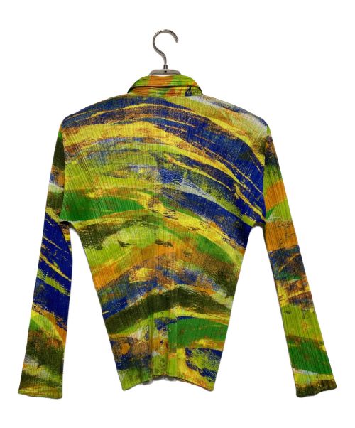 PLEATS PLEASE（プリーツプリーズ）PLEATS PLEASE (プリーツプリーズ) 総柄プリーツシャツ 黄緑 サイズ:3の古着・服飾アイテム