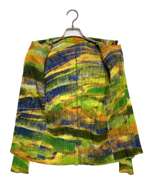 PLEATS PLEASE（プリーツプリーズ）PLEATS PLEASE (プリーツプリーズ) 総柄プリーツシャツ 黄緑 サイズ:3の古着・服飾アイテム