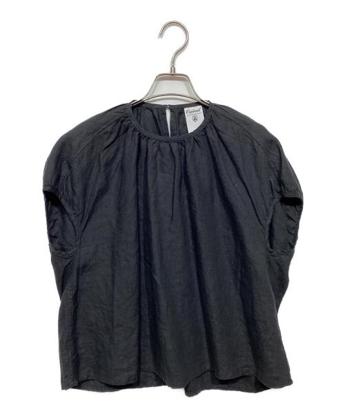 ORCIVAL（オーシバル）ORCIVAL (オーシバル) リネンクロス パフスリーブ プルオーバー ブラウス　OR-B0141 グレー サイズ:Freeの古着・服飾アイテム