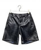 Name.ネーム）の古着「CROC EMBOSSED WIDE HALF PANTS」｜ブラック