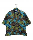MAISON SPECIALメゾンスペシャル）の古着「リーフジャガードプライムオーバーオープンカラーショートスリーブシャツ　11231311228」｜ネイビー