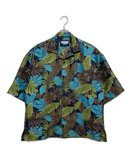 MAISON SPECIAL（メゾンスペシャル）MAISON SPECIAL (メゾンスペシャル) リーフジャガードプライムオーバーオープンカラーショートスリーブシャツ　11231311228 ネイビーの古着・服飾アイテム