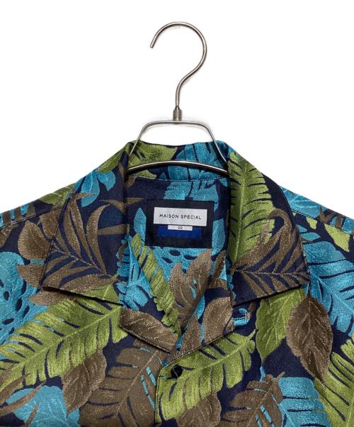 MAISON SPECIAL（メゾンスペシャル）MAISON SPECIAL (メゾンスペシャル) リーフジャガードプライムオーバーオープンカラーショートスリーブシャツ　11231311228 ネイビーの古着・服飾アイテム