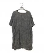 Y'sワイズ）の古着「リネン×シルク使いノースリーブワンピース」｜ネイビー