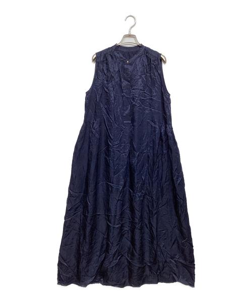 ROPE（ロペ）ROPE (ロペ) アセテートビンテージサテンギャザーワンピース　GGE24320 ネイビー サイズ:Fの古着・服飾アイテム