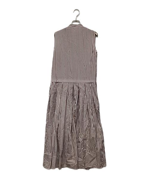 Max Mara Studio（マックスマーラ ストゥディオ）Max Mara Studio (マックスマーラ ストゥディオ) ストライプ ノースリーブワンピース　622106116 07 ブラウン×ホワイト サイズ:38の古着・服飾アイテム