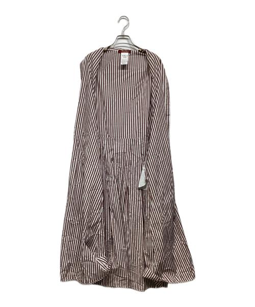 Max Mara Studio（マックスマーラ ストゥディオ）Max Mara Studio (マックスマーラ ストゥディオ) ストライプ ノースリーブワンピース　622106116 07 ブラウン×ホワイト サイズ:38の古着・服飾アイテム