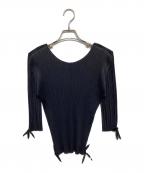 PLEATS PLEASEプリーツプリーズ）の古着「リボンプリーツカットソー」｜ブラック