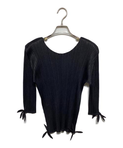 PLEATS PLEASE（プリーツプリーズ）PLEATS PLEASE (プリーツプリーズ) リボンプリーツカットソー ブラック サイズ:3の古着・服飾アイテム
