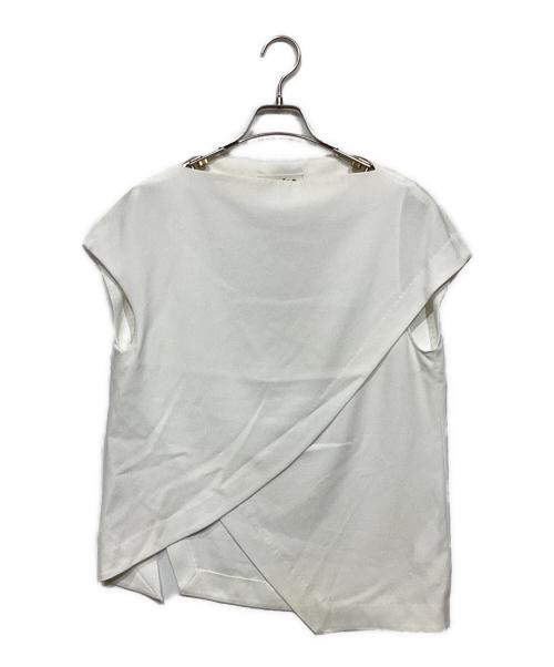 ENFOLD（エンフォルド）ENFOLD (エンフォルド) ダブルクロスアシンメトリーノースリーブカットソー　 ホワイト サイズ:38の古着・服飾アイテム