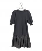 SYSORUSシソラス）の古着「ニット×タフタ半袖ワンピース」｜グレー