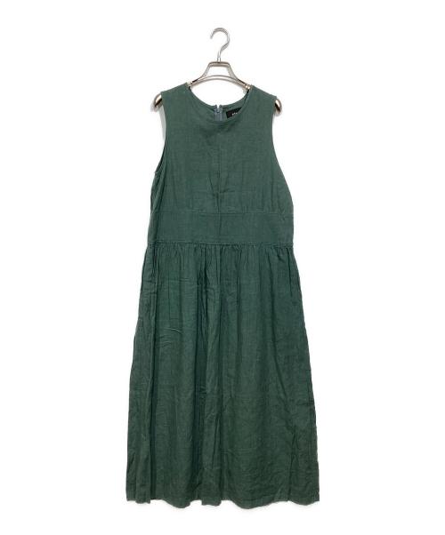 eternite de soi-e（エテルニテ ドゥ ソワ）eternite de soi-e (エテルニテ ドゥ ソワ) aranciato別注 リネンワンピース　821036-1 グリーン サイズ:1の古着・服飾アイテム