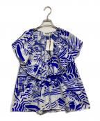 MSGMエムエスジーエム）の古着「プリントノースリーブフリルブラウス　3042MDM120」｜ブルー