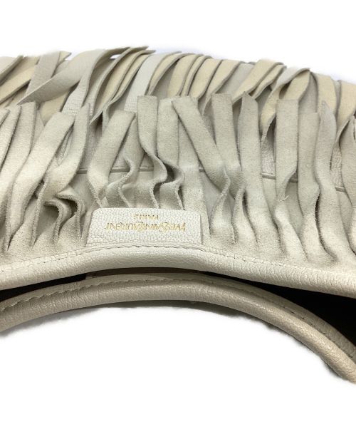 Yves Saint Laurent（イヴサンローラン）Yves Saint Laurent (イヴサンローラン) リヴゴーシュフリンジチェーンレザーショルダーバッグ ホワイトの古着・服飾アイテム