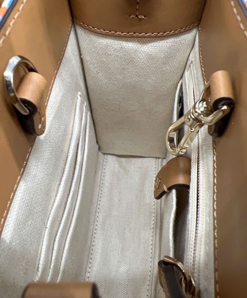 Kate Spade（ケイトスペード）Kate Spade (ケイトスペード) マンハッタンウーブンストライプミニトート ブルー×ベージュの古着・服飾アイテム